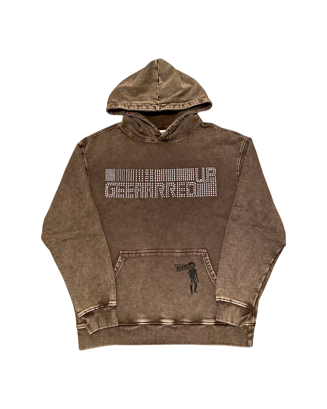 GEEAARREDUP STUDDED HOODIE BROWN ACID WASH