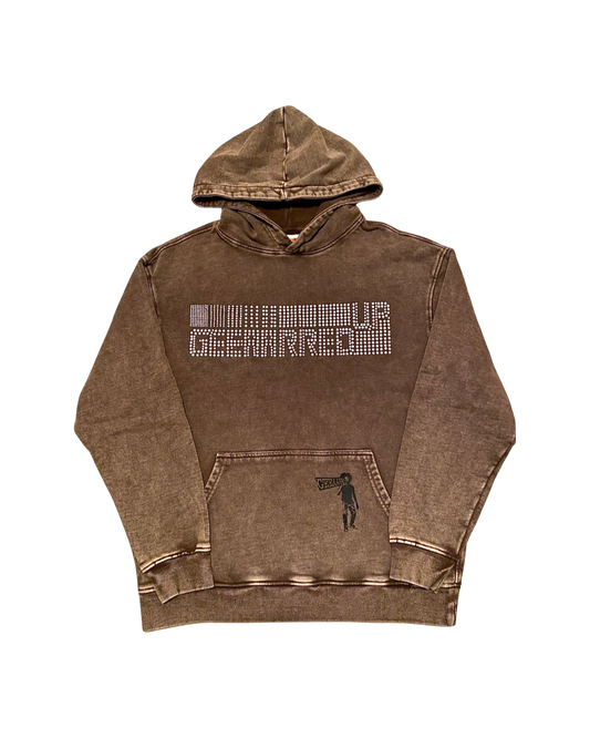 GEEAARREDUP STUDDED HOODIE BROWN ACID WASH