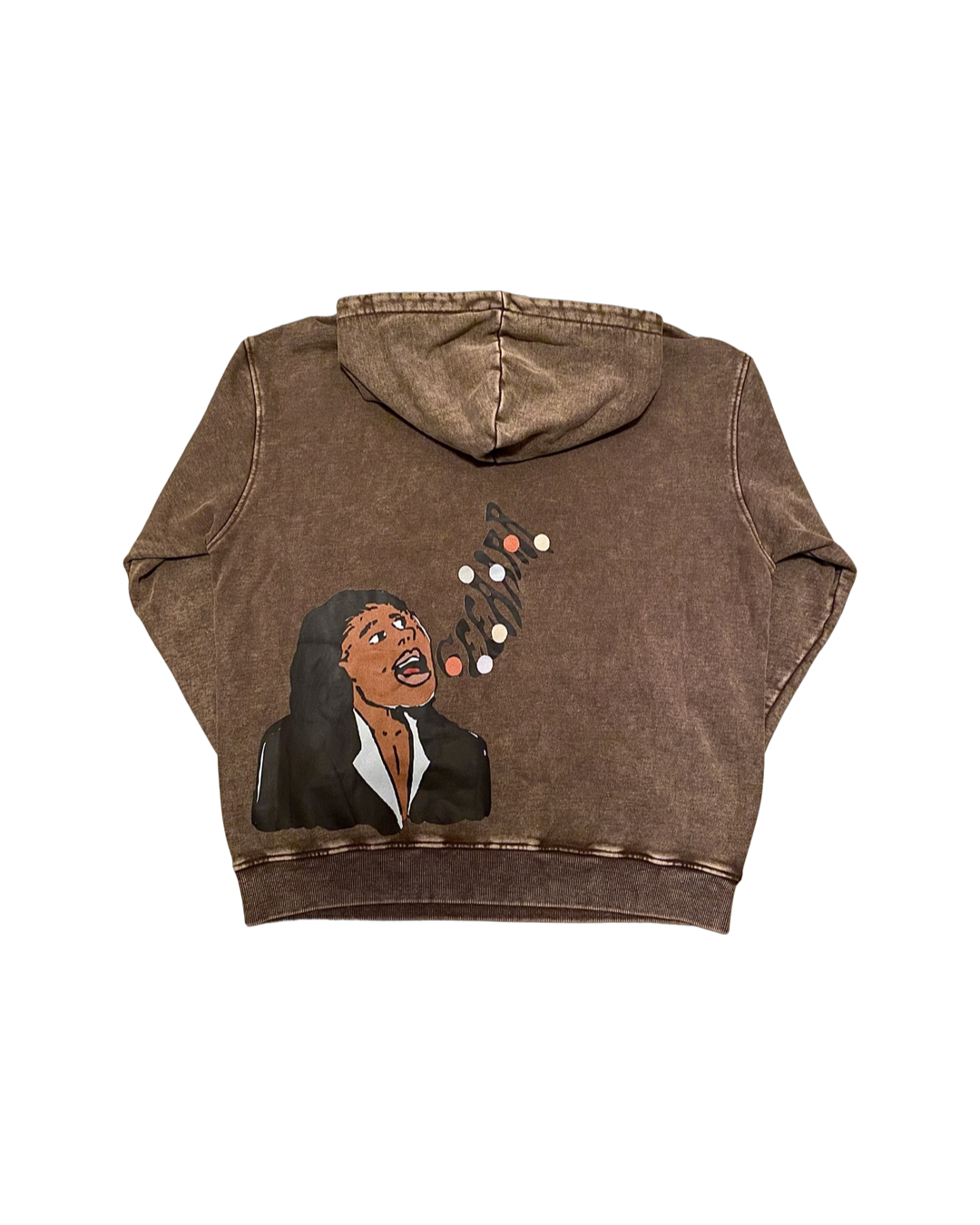 GEEAARREDUP STUDDED HOODIE BROWN ACID WASH